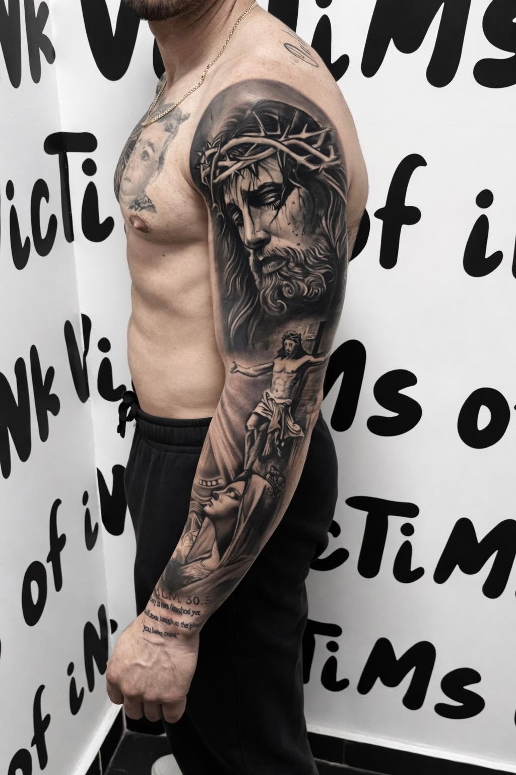 Black & Grey Realism tattoo by Svein Zammit — Full sleeve